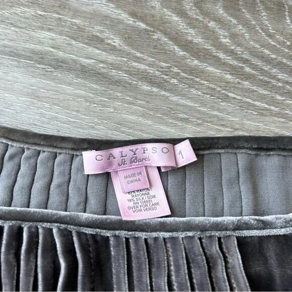 Calypso St  Barth Grey Batwing Sleeve Silk Blend Velvet Blouse - Picture 6 of 14